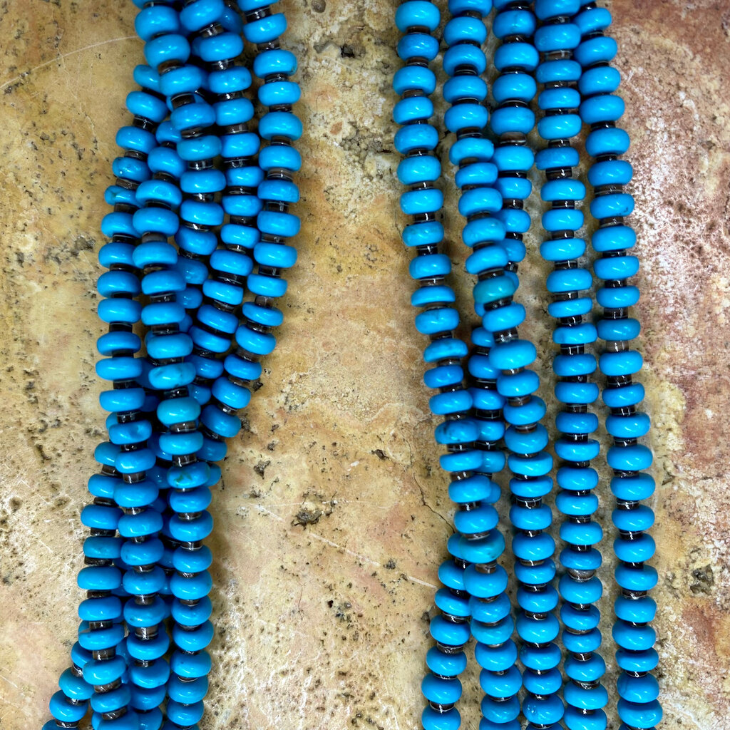 30" 5-Strand Turquoise Heishi Bead Necklace