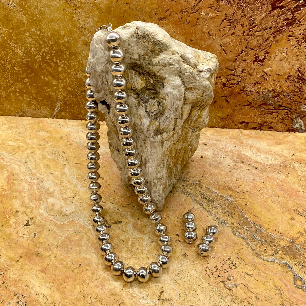22"  Sterling Silver Beads Necklace/Earring Set