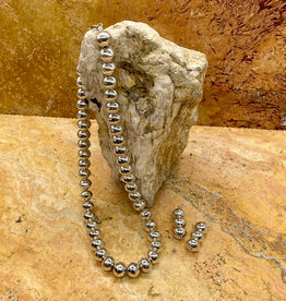 22"  Sterling Silver Beads Necklace/Earring Set