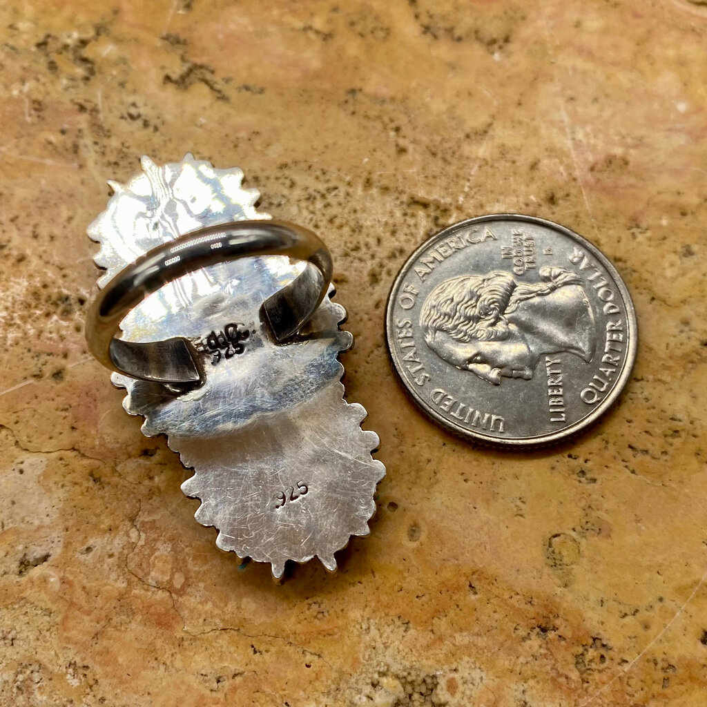 Zuni Turquoise & Coral Ring - 8