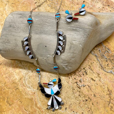 Zuni Inlayed Thunderbird Necklace & Earrings