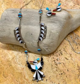 Zuni Inlayed Thunderbird Necklace & Earrings