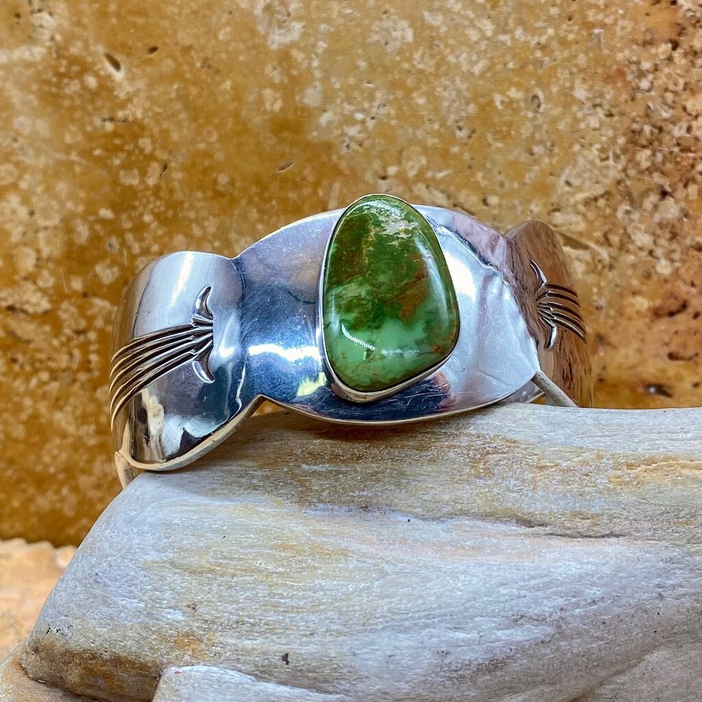 Wide Sterling 6.5" Cuff with Turquoise