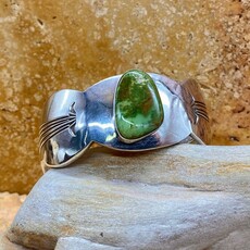 Wide Sterling 6.5" Cuff with Turquoise