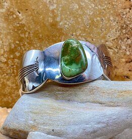 Wide Sterling 6.5" Cuff with Turquoise