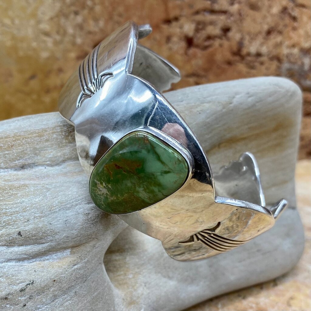 Wide Sterling 6.5" Cuff with Turquoise