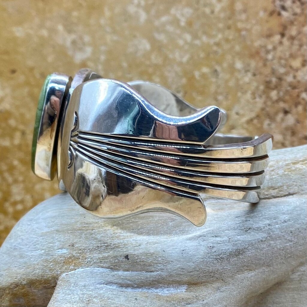 Wide Sterling 6.5" Cuff with Turquoise