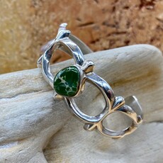 Green Turquoise Sandcast Silver Cuff - 6.25"