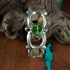 Green Turquoise Sandcast Silver Cuff - 6.25"