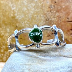 Green Turquoise Sandcast Silver Cuff - 6.25"