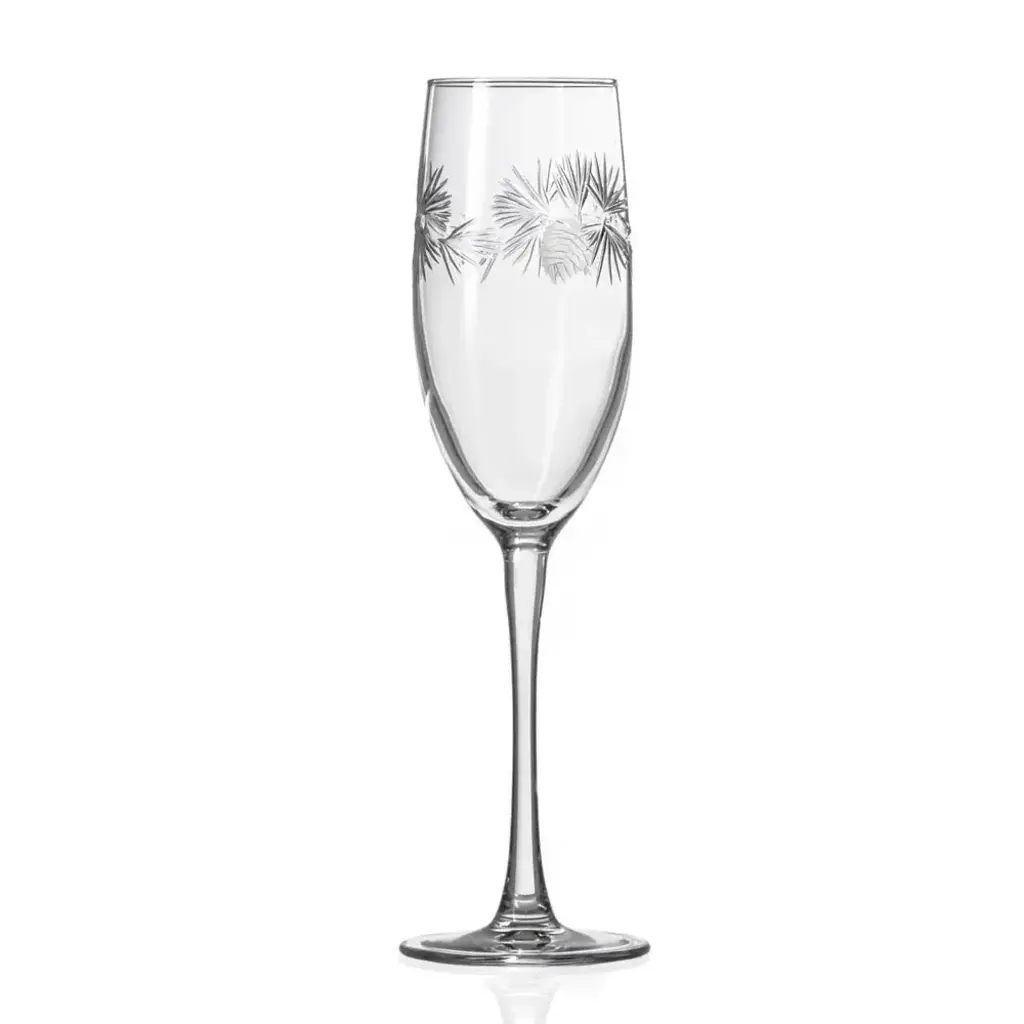 Etched Icy Pine Champagne Flute