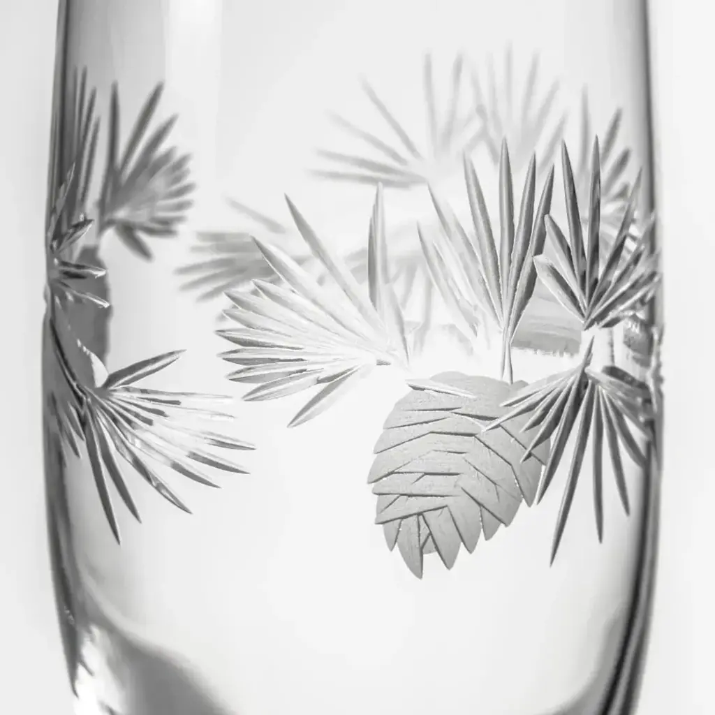 Etched Icy Pine Champagne Flute