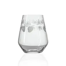 Etched Icy Pine Stemless Wine Glass