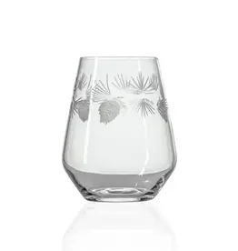 Etched Icy Pine Stemless Wine Glass