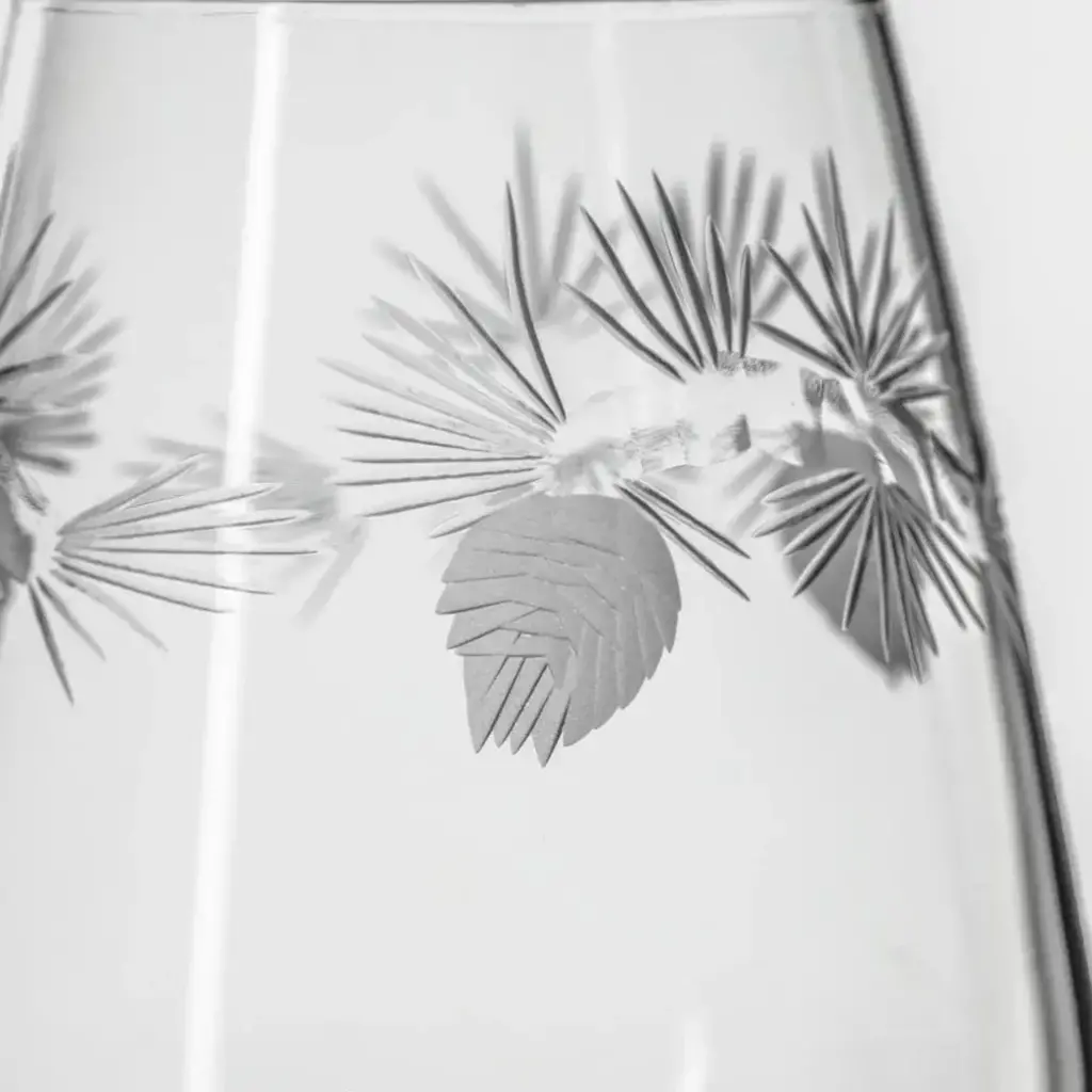 Etched Icy Pine Stemless Wine Glass