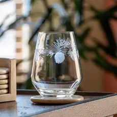 Etched Icy Pine Stemless Wine Glass