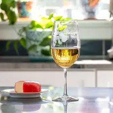 Etched Icy Pine Wine Glass