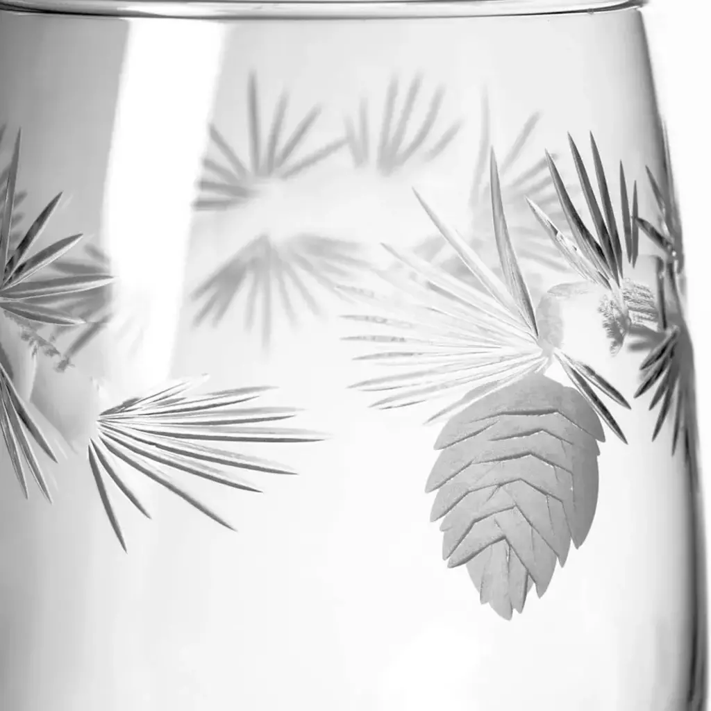 Etched Icy Pine Wine Glass