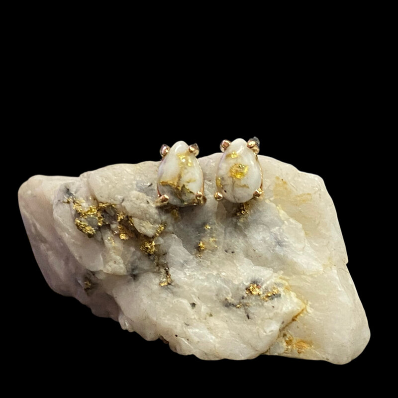 Gold Quartz Earrings E7*5Q