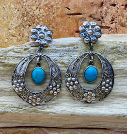 Silver & Turquoise Filigree Earrings
