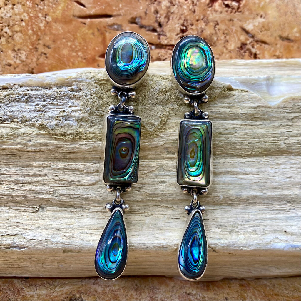 Silver & Abalone Post Earrings