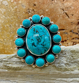 13-stone Turquoise Ring - Adjustable