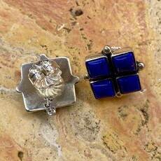 Lapis & Silver 4-stone Square Post Earrings