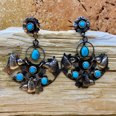 Silver & Turquoise Bird Post Earrings