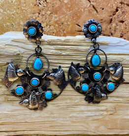 Silver & Turquoise Bird Post Earrings