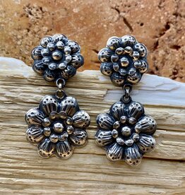 Silver 2-flower Post Earrings
