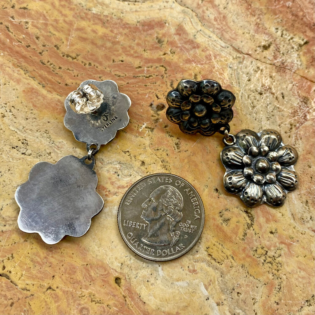 Silver 2-flower Post Earrings