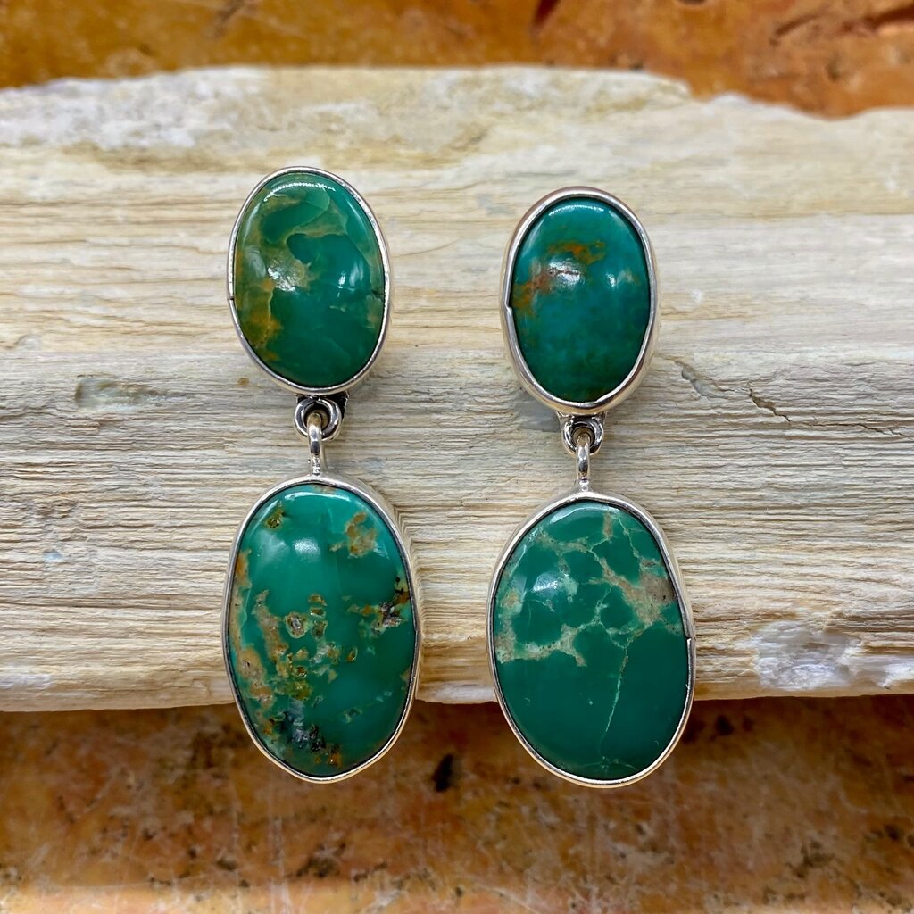 Silver & Turquoise 2-stone Post Earrings