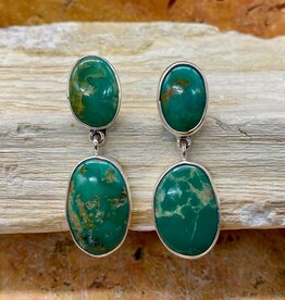 Silver & Turquoise 2-stone Post Earrings