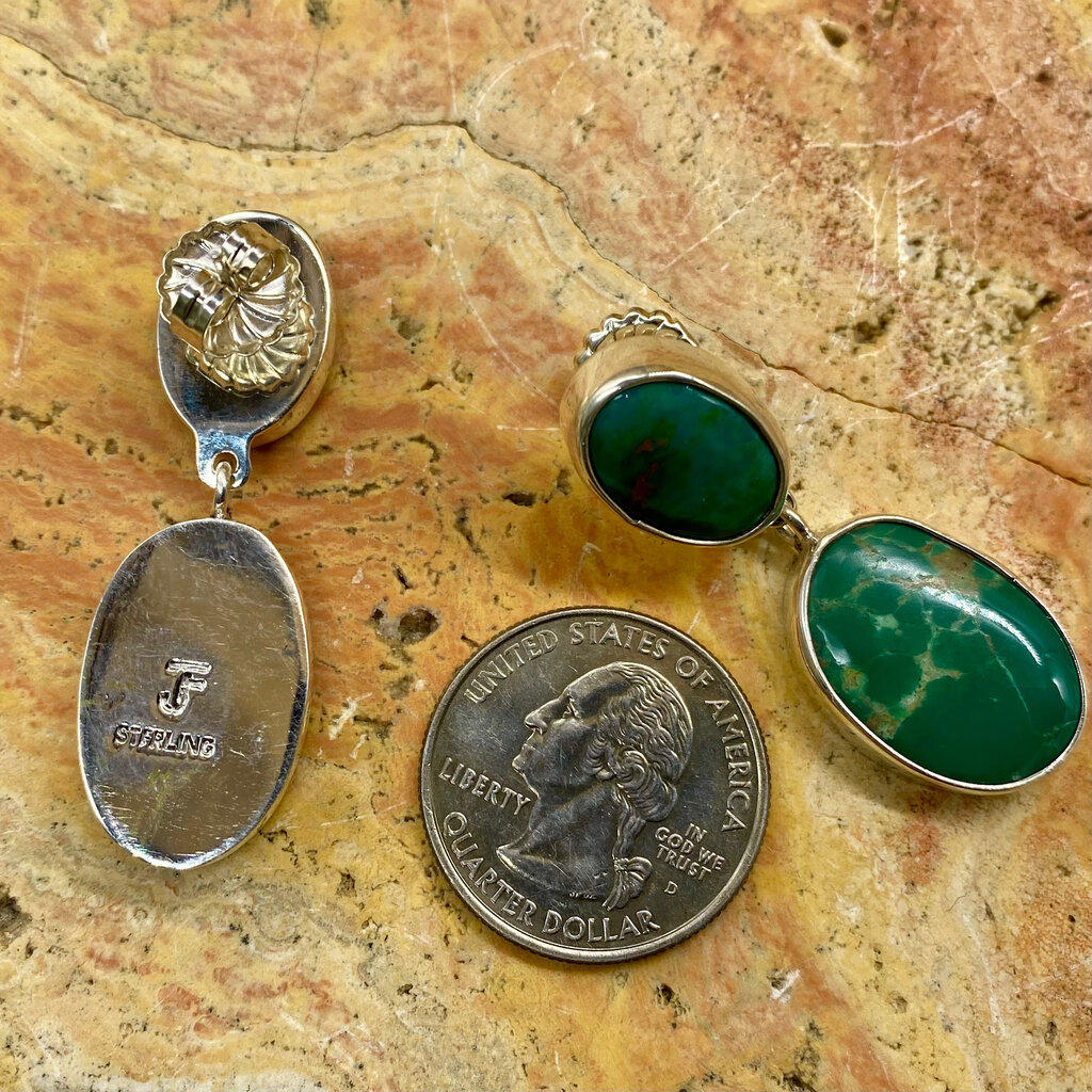 Silver & Turquoise 2-stone Post Earrings