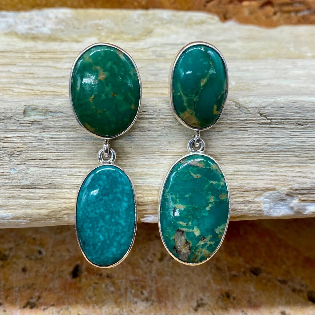 Silver & Turquoise 2-stone Post Earrings