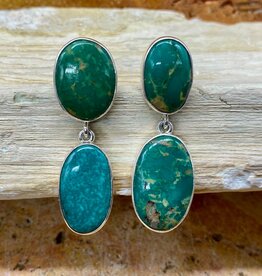 Silver & Turquoise 2-stone Post Earrings