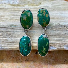 Silver & Turquoise 2-stone Post Earrings
