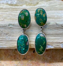 Silver & Turquoise 2-stone Post Earrings