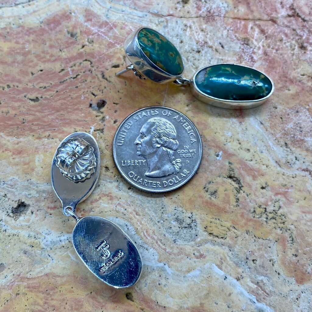 Silver & Turquoise 2-stone Post Earrings