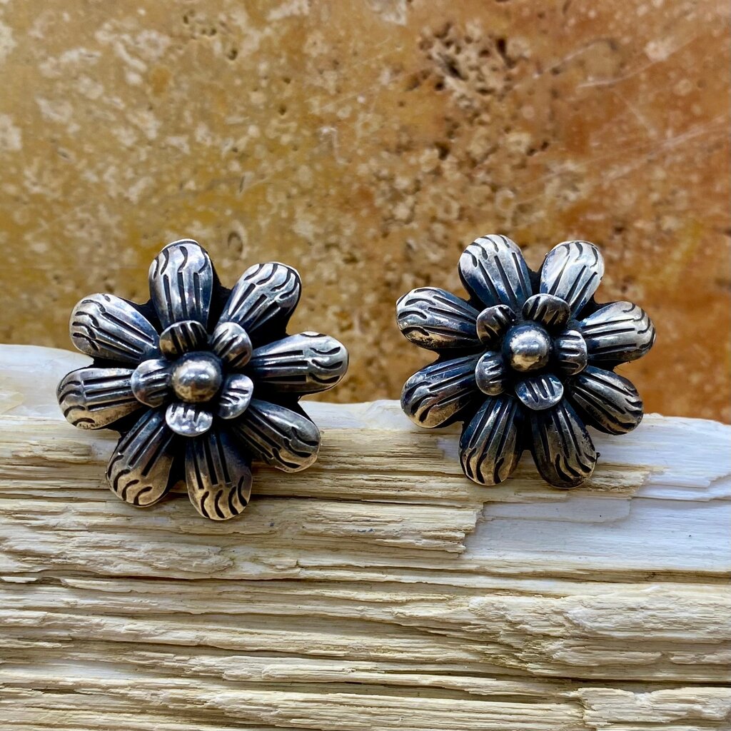 Silver Flower Post Earrings