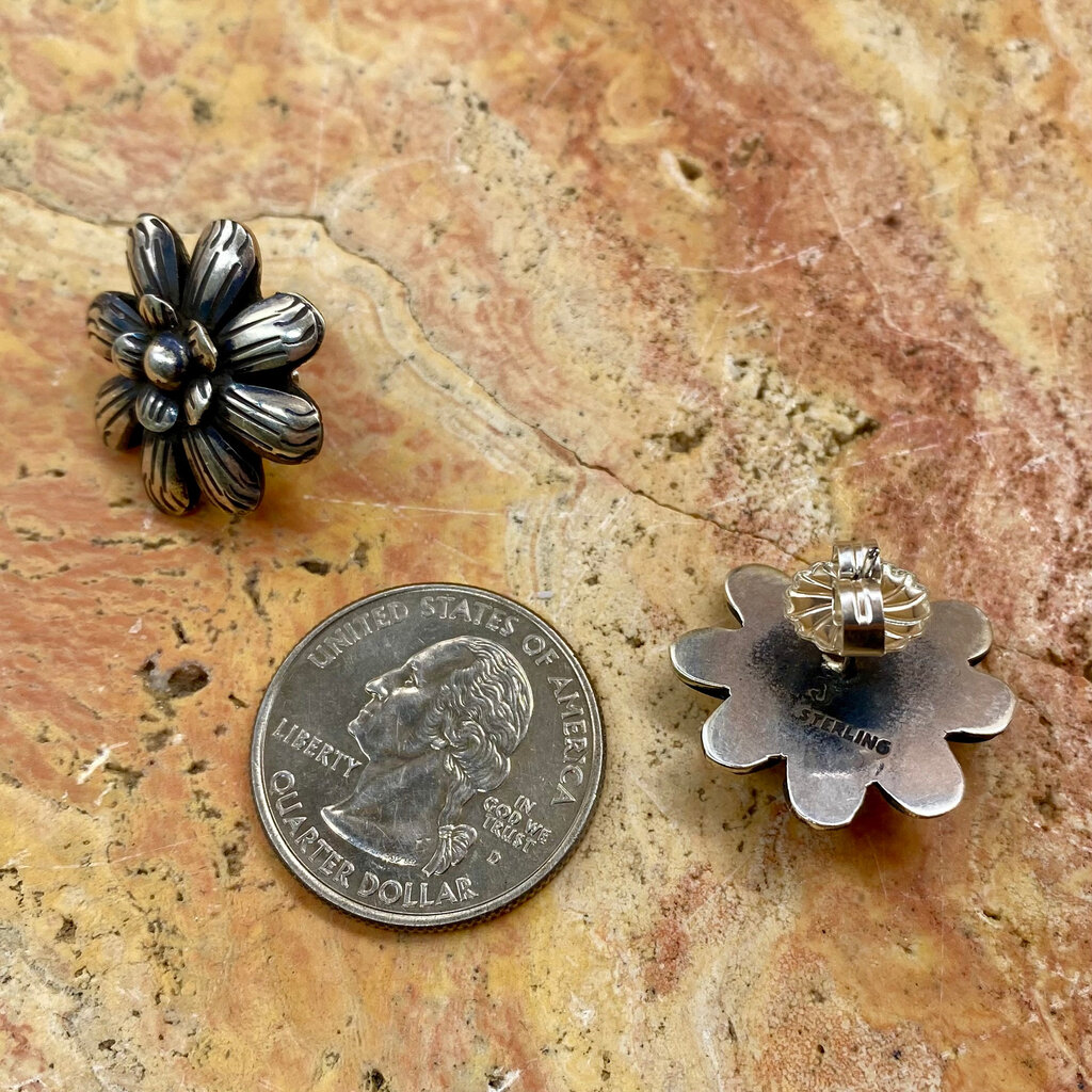 Silver Flower Post Earrings
