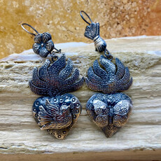 Silver Flaming Heart/Bird/Butterfly Hook Earrings