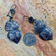 Silver Flaming Heart/Bird/Butterfly Hook Earrings