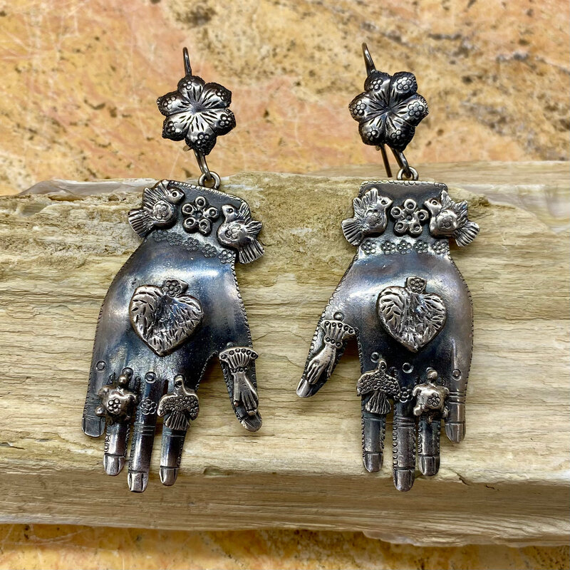 Silver Hand Hook Earrings