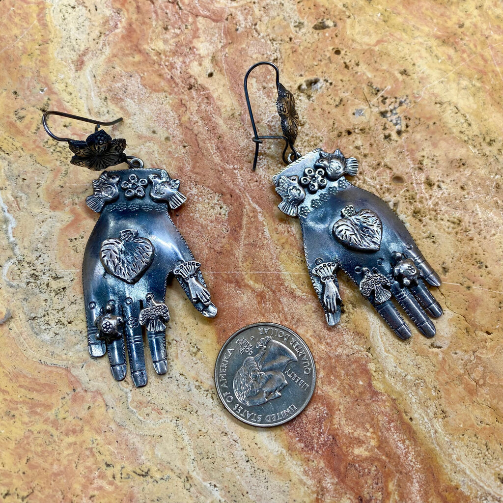 Silver Hand Hook Earrings