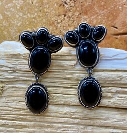 Onyx & Silver 6-stone Paw Earrings
