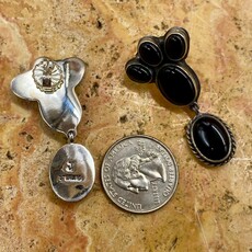 Onyx & Silver 6-stone Paw Earrings