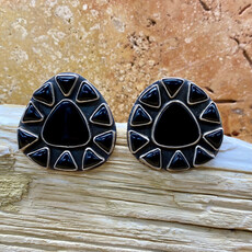 Onyx & Silver Post Earrings