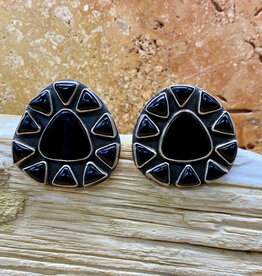 Onyx & Silver Post Earrings