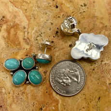 5-stone Turquoise and Silver Post Earrings